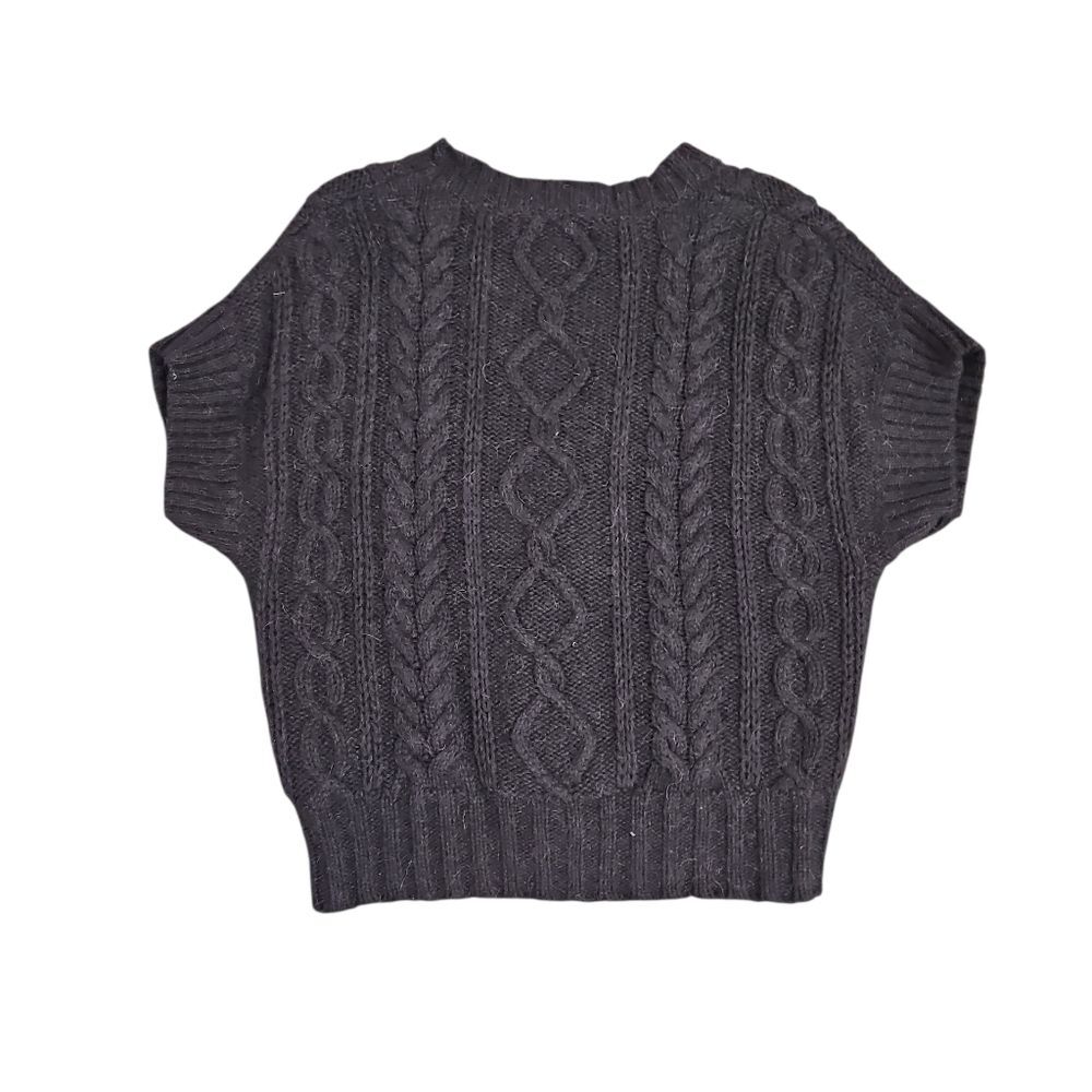Banana Republic Womens Black Cable Knit Cardigan Wool Blend Size S Alpaca Office - Picture 3 of 8